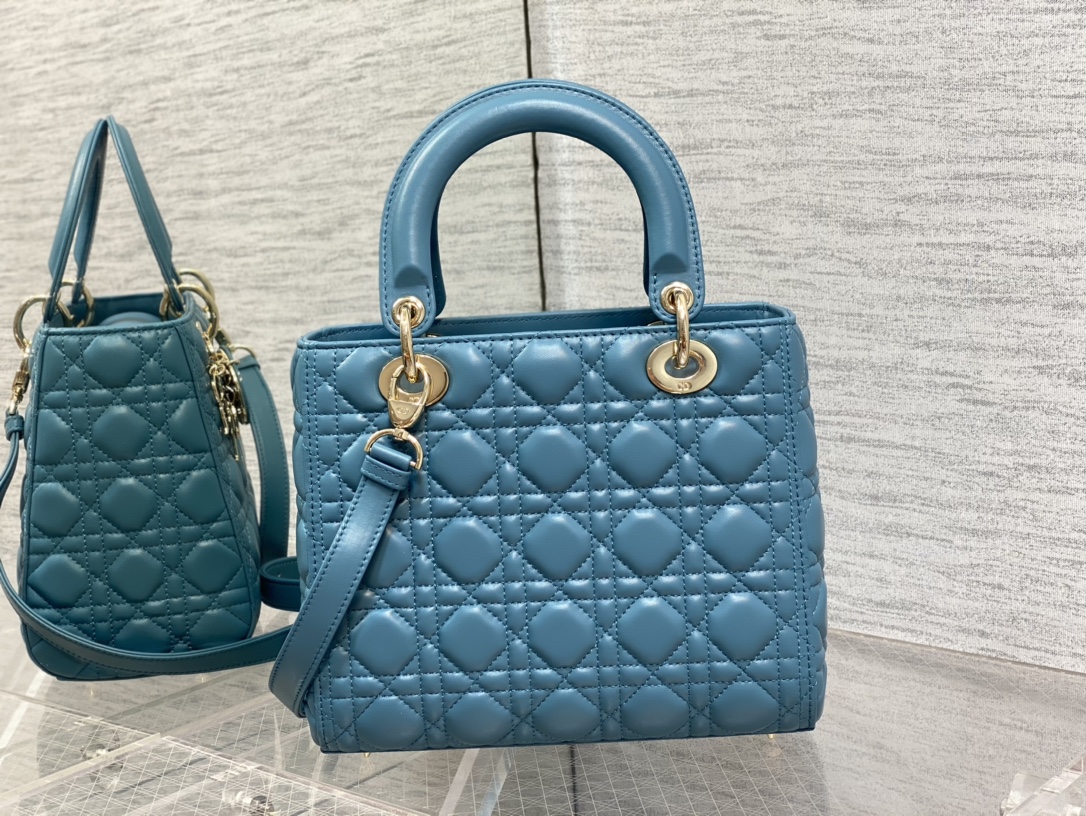 Medium Lady Dior Bag Dark Blue Cannage Lambskin